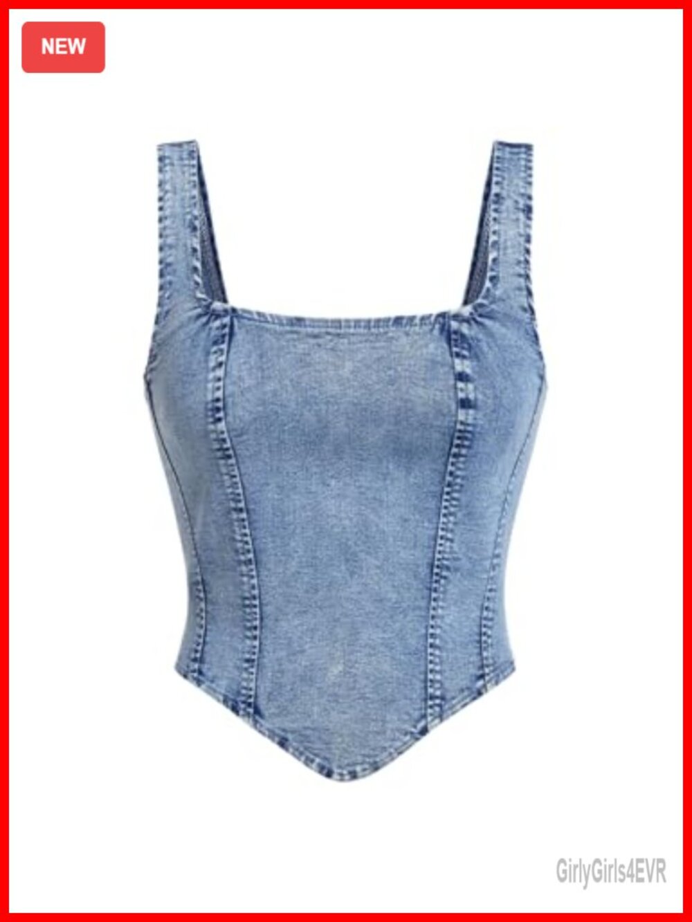 Denim Corset Tank Top Crop Sleeveless Zip Up Back Y2K Streetwear